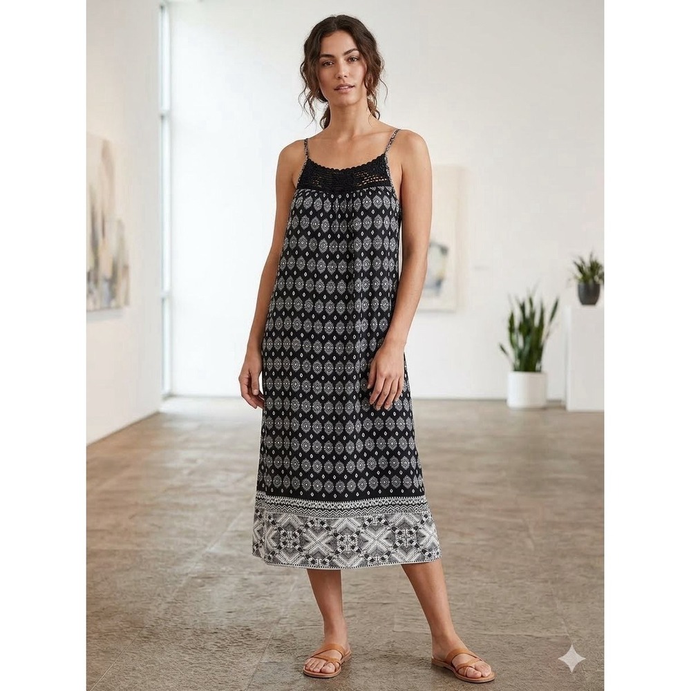 Lagaci Chasing Paradise Women's Crotchet Panel, Spaghetti Strap Dress‎ Size XL - Picture 2 of 10